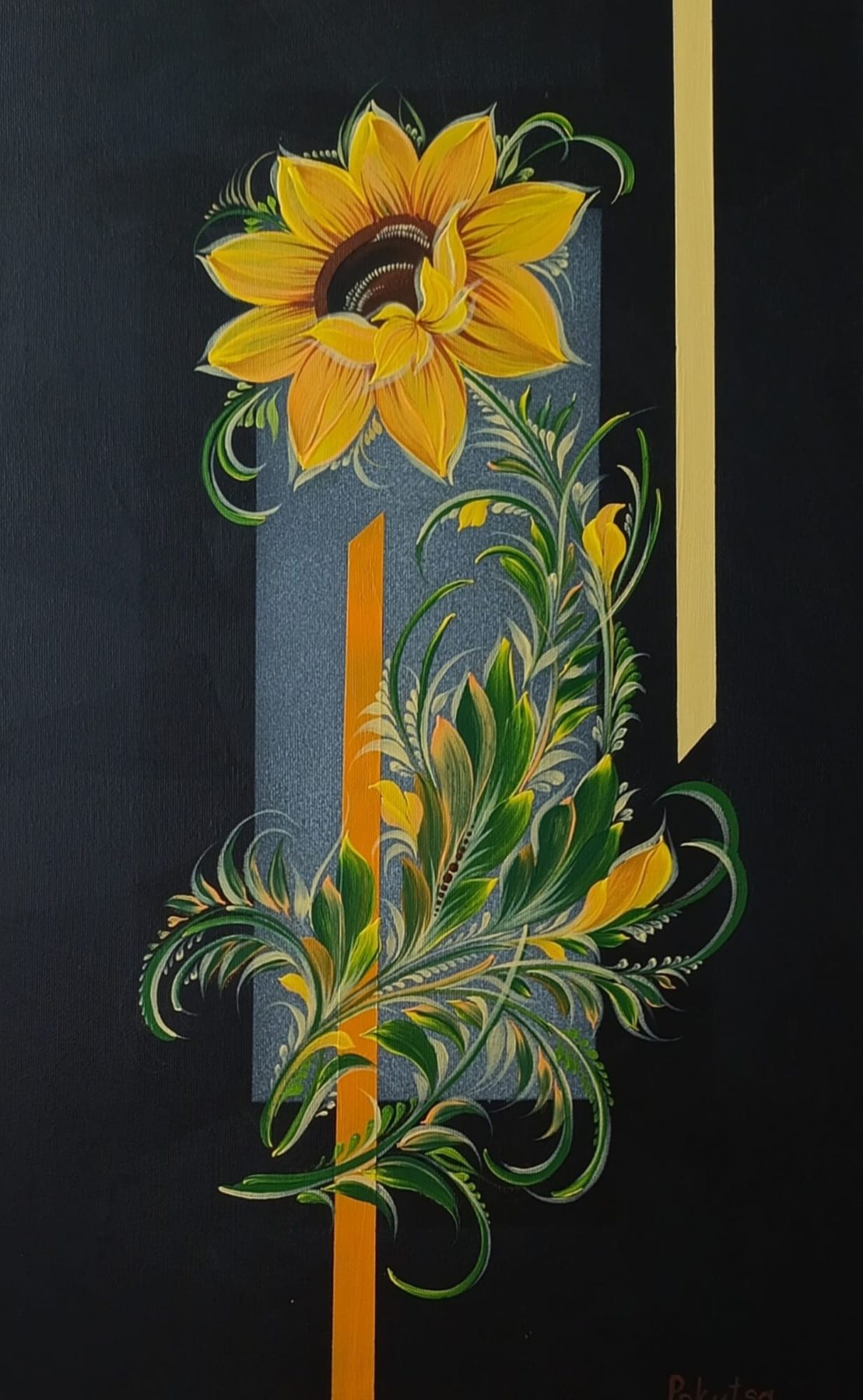 Oksana Pokutsa — Sunflower on Black